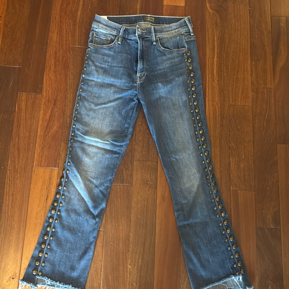 Mother Jeans Denim Insider Crop Step Fray Rough Stud